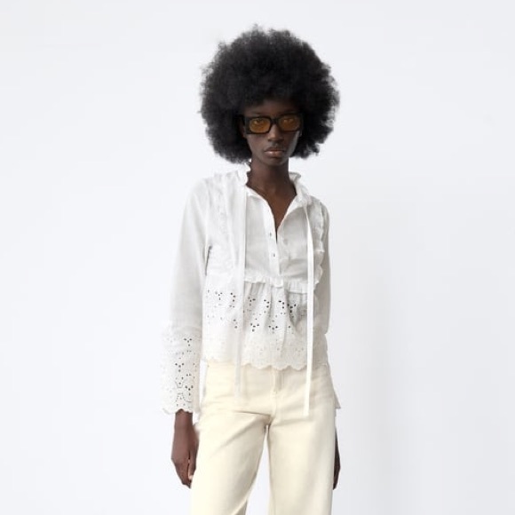 Zara Tops Zara White Embroidered Blouse Poshmark